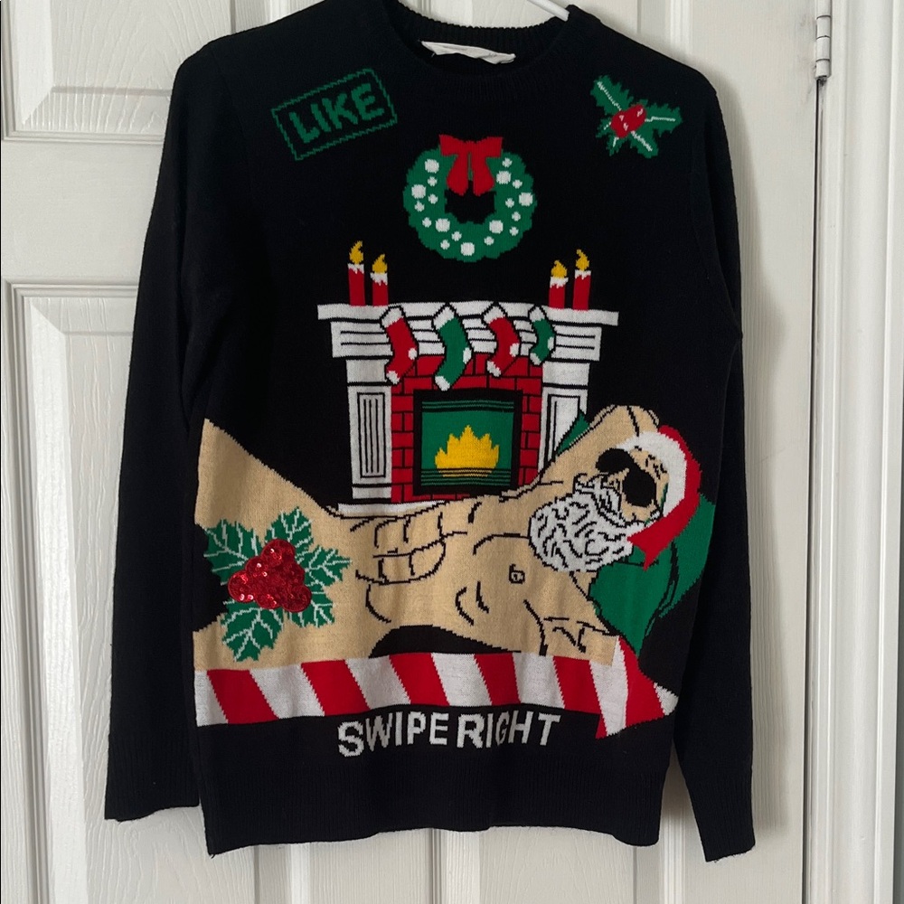 Bluenotes Black Christmas Sweater with Festive Design